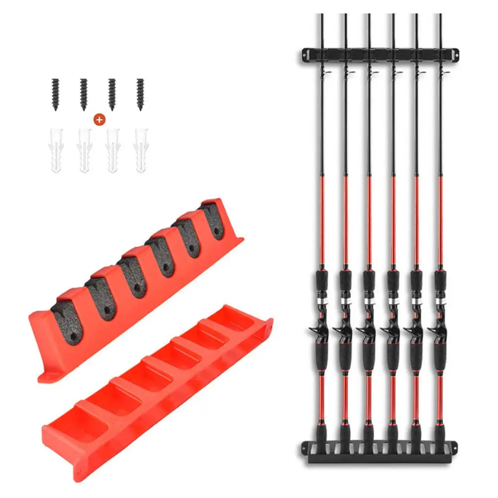 Easy-Install Fishing Rod Holder Wall Mounted Fixing Bracket for Boat Fishing Rod Holder Display Stand Fixed Frame Oasis Select vertical RED
