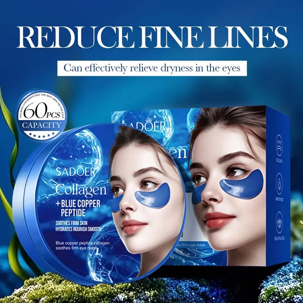 SADOER Caffeine Crystal Collagen Eye Mask Anti Dark Circles Ant -Aging Anti Wrinkles Moisturizing Eye Patche Skin Care 1/2/4pcs Oasis Select Blue 1pc
