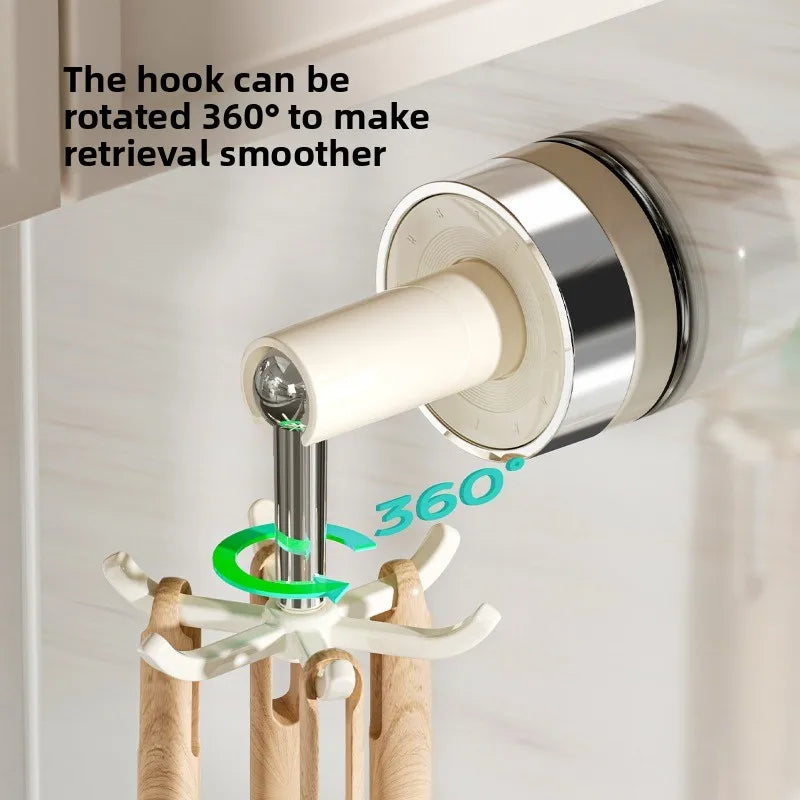 1pcs Rotatable Suction Cup Kitchen Utensil Hook Rack No Drill Wall Mount Pot Spatula Storage Organizer for Home Use Oasis Select