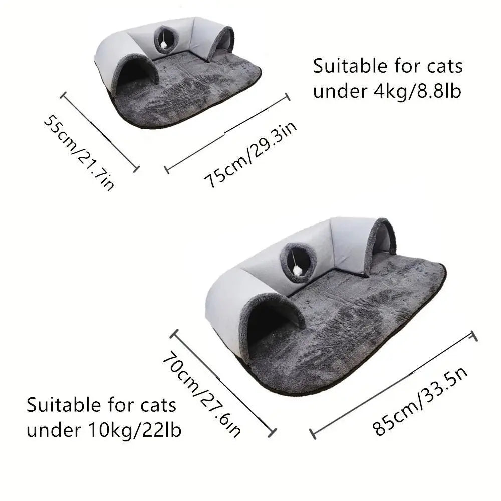 Warm Non-Slip Base Cat Tunnel Bed Removable Washable Anti Dirty Cat House U-shaped Cat Channel Pet Supplies Oasis Select