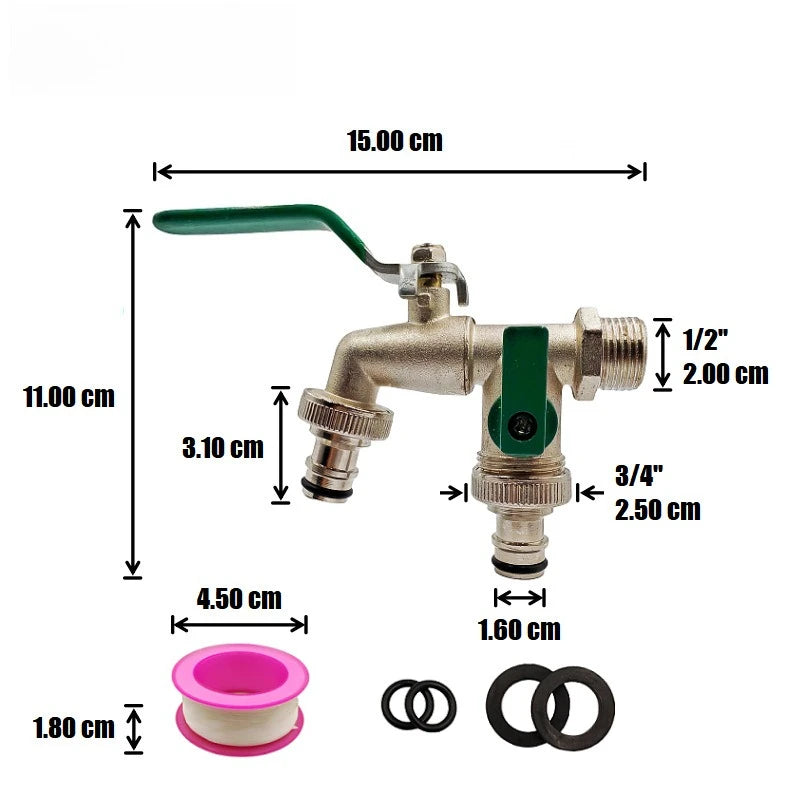 Valve Faucet Industrial Home Brass Water Tap Single/Double Irrigation Zinc Alloy Garden Bibcocks Lever Handle Taps 90 Degree Oasis Select