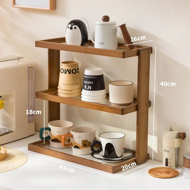Cup holder, desktop multi-layer countertop, cup holder, storage, household table, small water cup, tea cup, tea set holder Oasis Select Brown 3-40 C