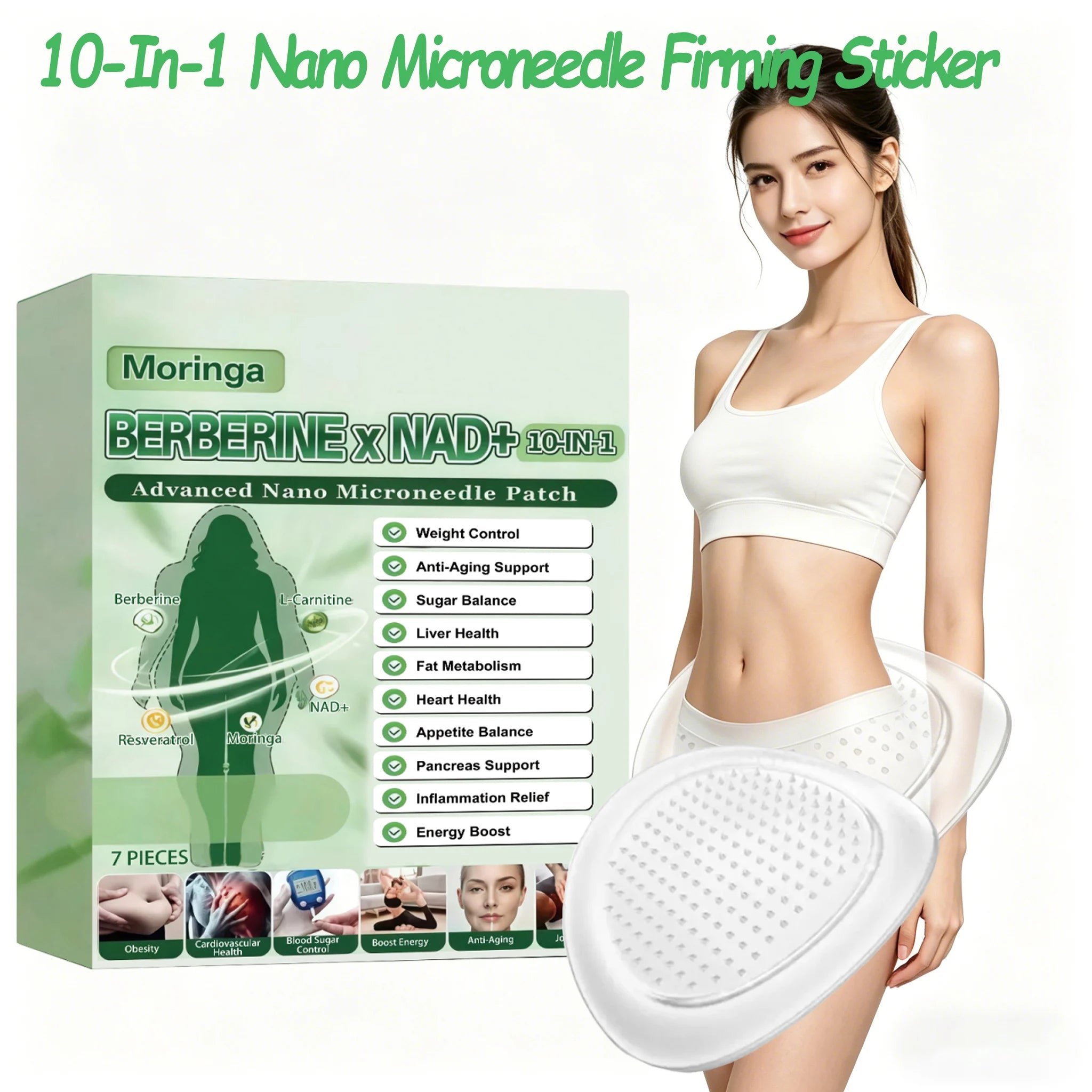1 Overnight Microneedle Patch Natural Moringa Berberine NAD Firming Oasis Select