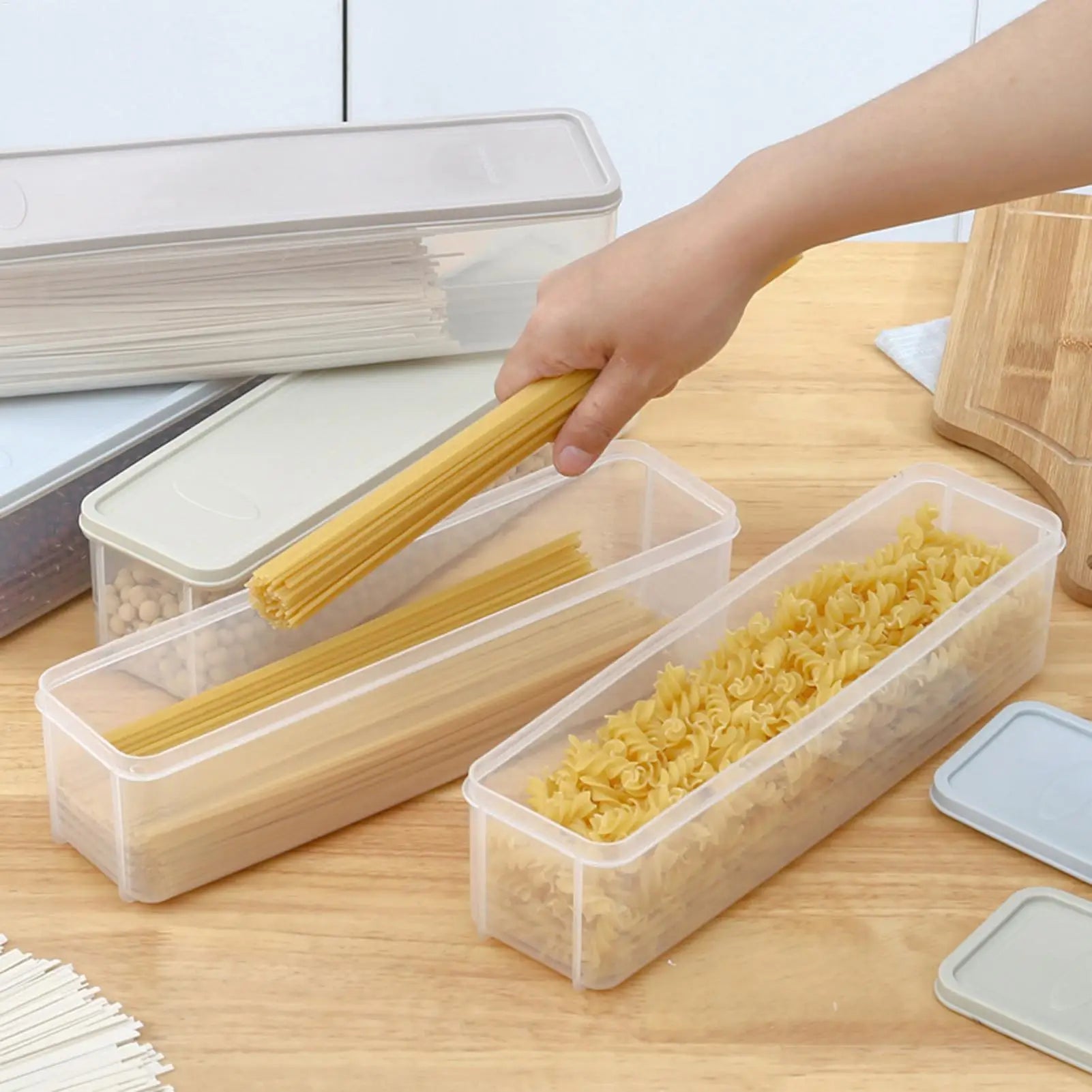 Pasta Container Rectangular Clear Spaghetti Container Organizer Stackable Spaghetti Container Airtight Containers Pasta Storage Oasis Select