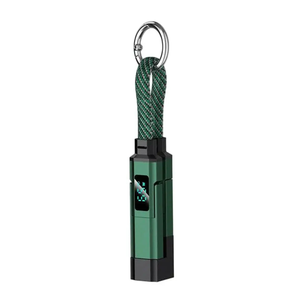 PD 65W USB C to USB C Fast Charging Cable, 4 in 1 Digital Display Type C Keychain Short Mobile Phone Charging Cord Oasis Select Green