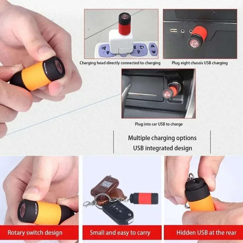 USB Rechargeable Mini LED Keychain Flashlight – Waterproof