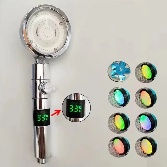 LED Anion Shower Head Rainfall SPA Temperature Control Shower Head Pressurized Water Saving 3/7 Colors Handheld Bathroom Shower Oasis Select 7 - Colorful E-SD