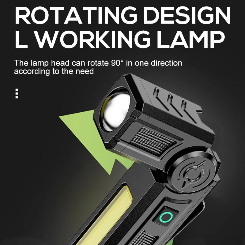 ZHIYU COB LED Work Light – USB Rechargeable L-Shape Flashlight
