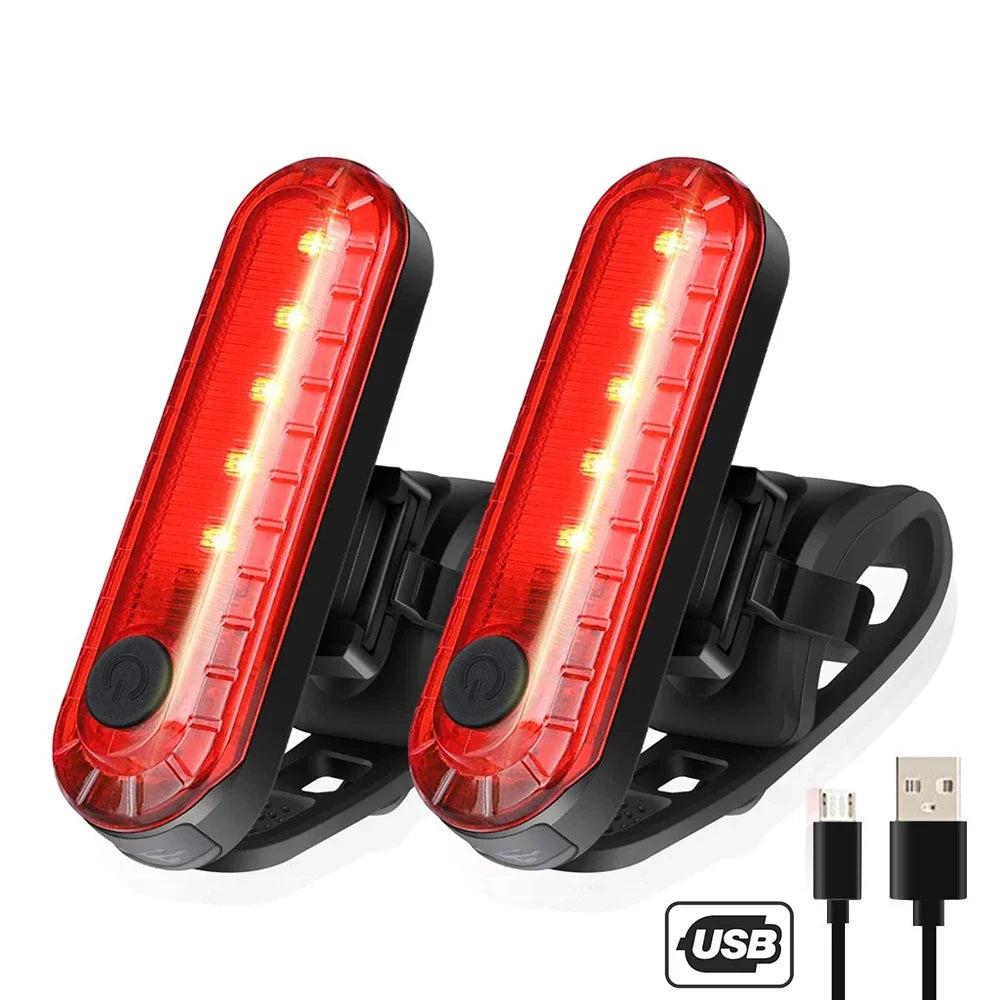 Bike Taillight USB Rechargeable LED Bicycle Lighting Waterproof Cycling Flashing Safety Warning Lamp Bicycle Lantern Accessories Oasis Select Red 2PCS