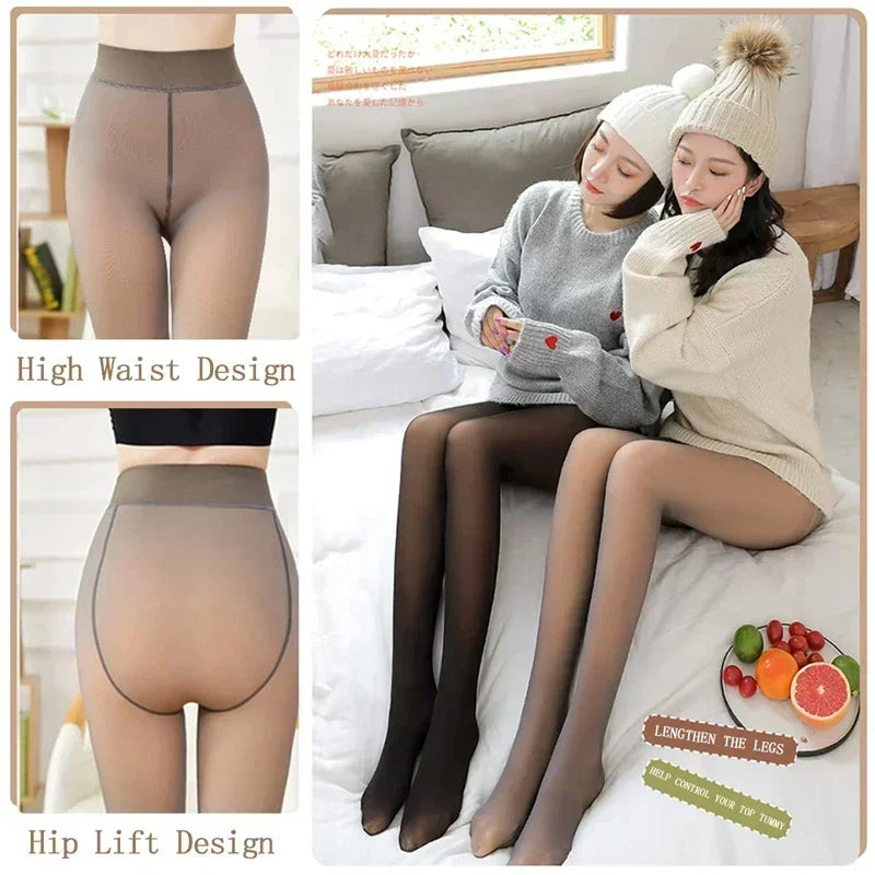 Women's Thermal Leggings Fleece Tights Ladies Thermo Pantyhose High Waist Elastic Tights Thermal Leggings Winter Pantyhose Oasis Select
