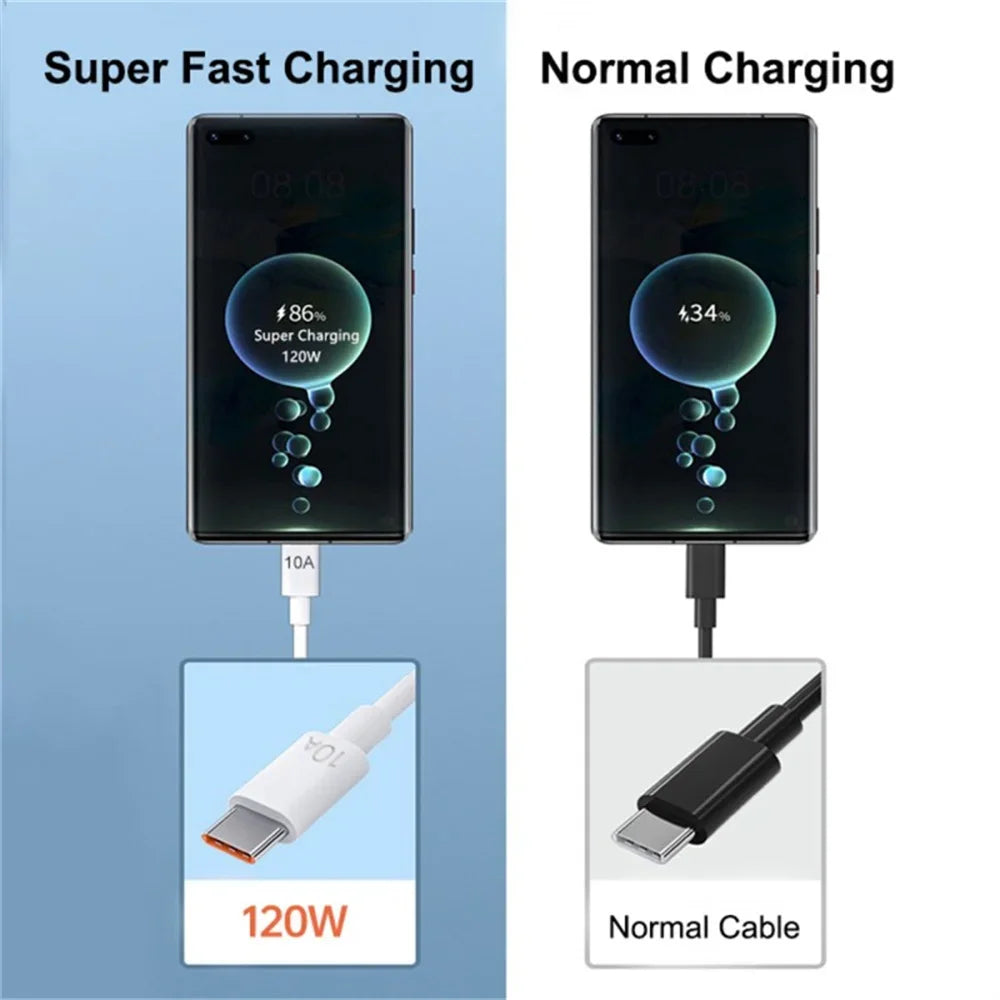 10A USB Type C Cable 120W Super Fast Charging Data Cord Phone USB Cable For Huawei P40 Honor Xiaomi Samsung Quick Charger Cable Oasis Select