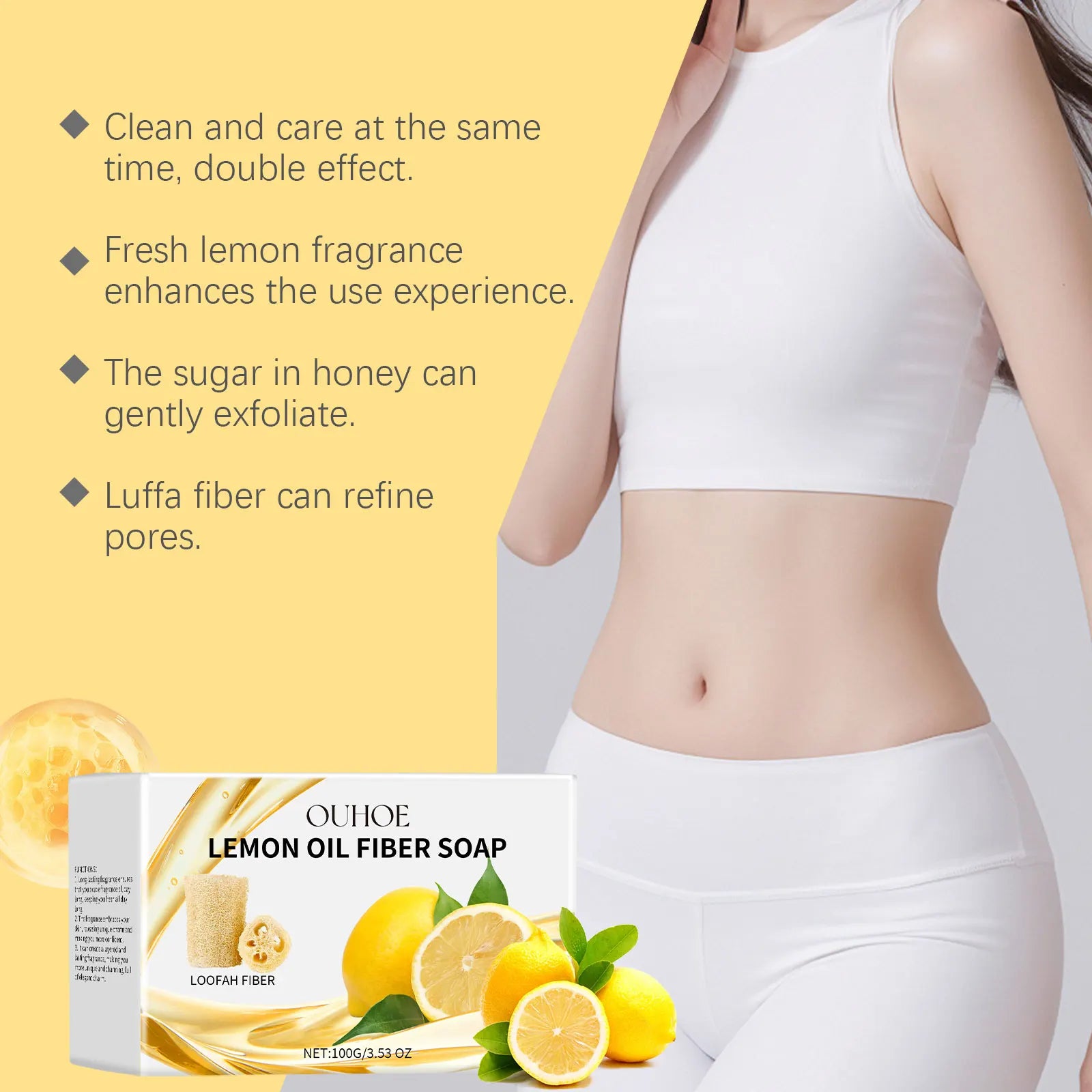 Lemon Body Cleansing Soap Oil Control Deep Cleansing Pores Anti Acne Remove Dirt Exfoliating Moisturizing Nourishing Shower Soap Oasis Select