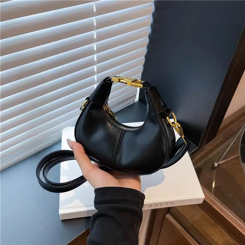 Women's Mini PU Leather Crossbody Bucket Bag | Gold Hardware