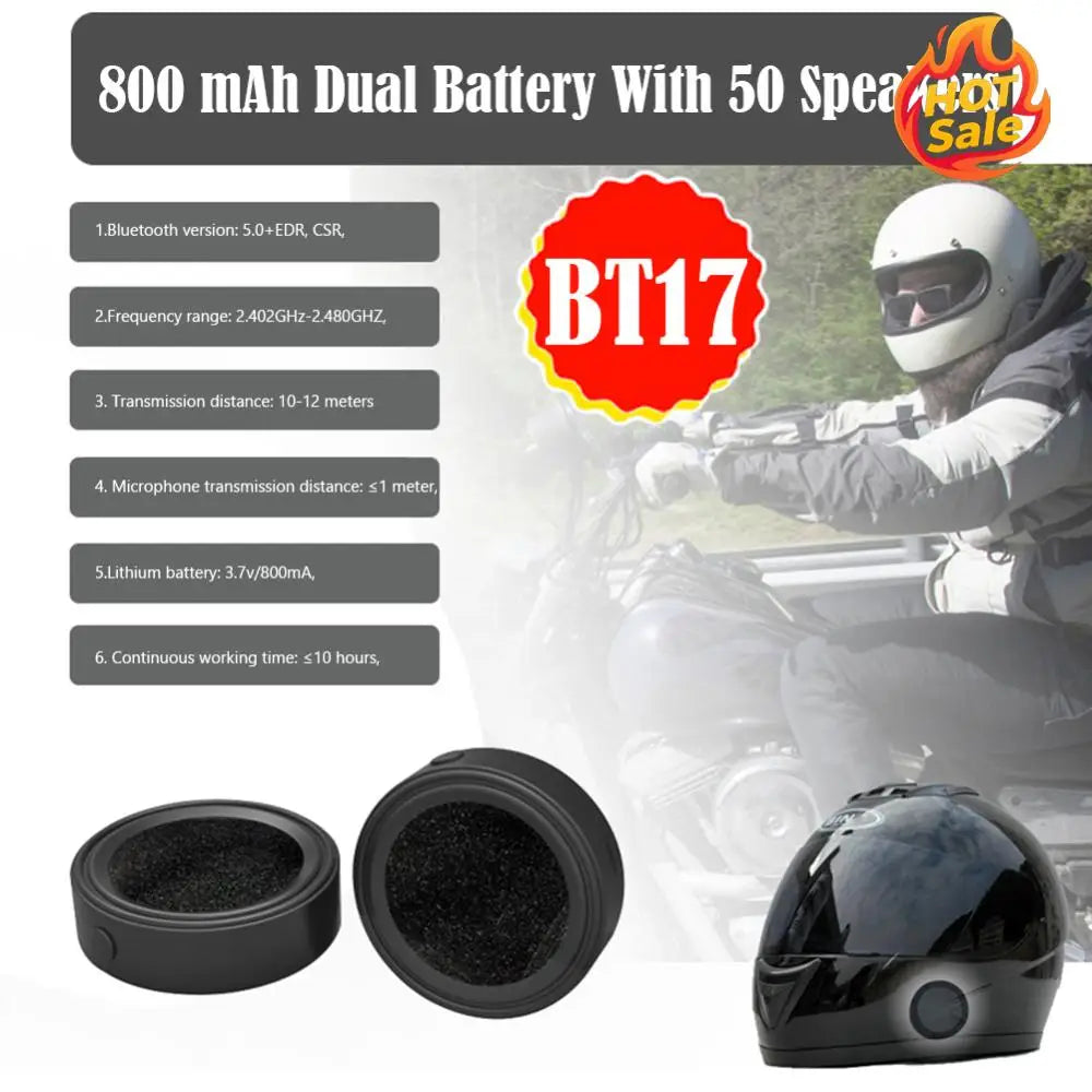 Wireless Headset Waterproof Handsfree Earphones BT17 Bluetooth-compatible 5.0+EDR for Motorcycle Intercom Oasis Select