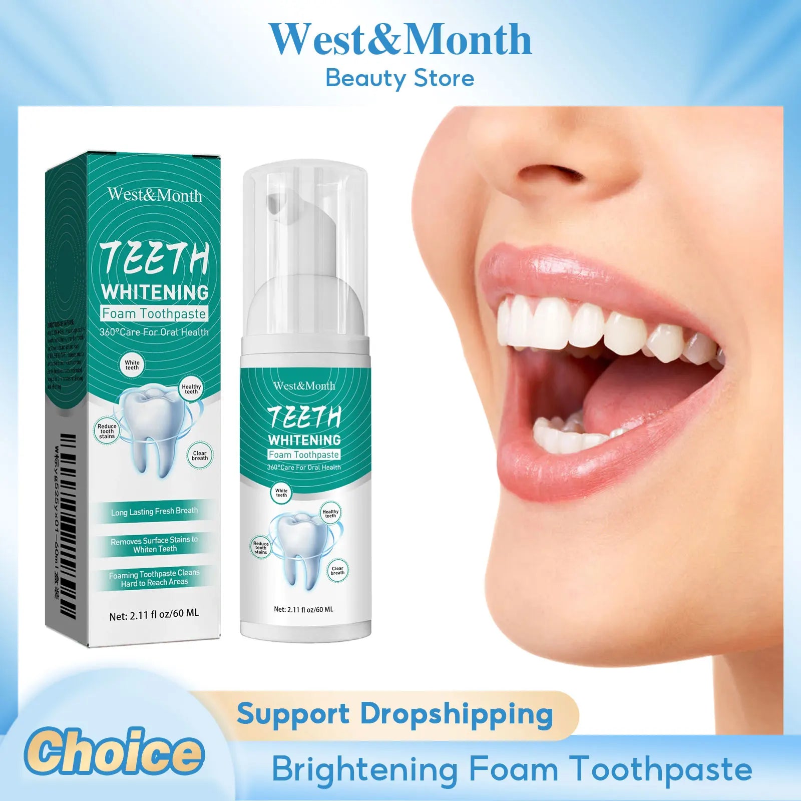 Whitening Foam Toothpaste Mousse – Plaque & Stain Removal