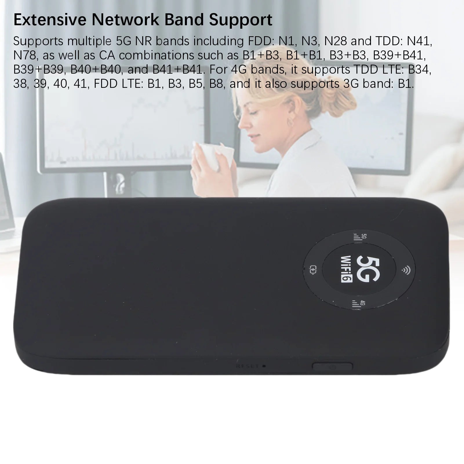WiFi Mobile Hotspot Mobile Wireless Router 5G 2.4GHz 5.8GHz Dual Bands SIM Card Slot Ultra Fast with 7100mAh Battery for Travel Oasis Select
