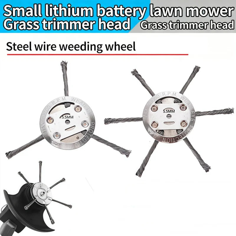Weed Brush Head Steel Wire Wheel Grass Trimmer Head Removal Moss Rust Lawn Mower Grass Brush Disc Weed Brush Trimmer Heads Oasis Select