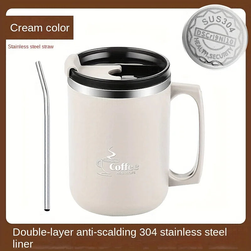 Premium 304 Stainless Steel Tumbler with Straw, Leak-Proof&Portable, for Coffee Water Juice,Home School Office Use,Hot Sale 2026 Oasis Select white