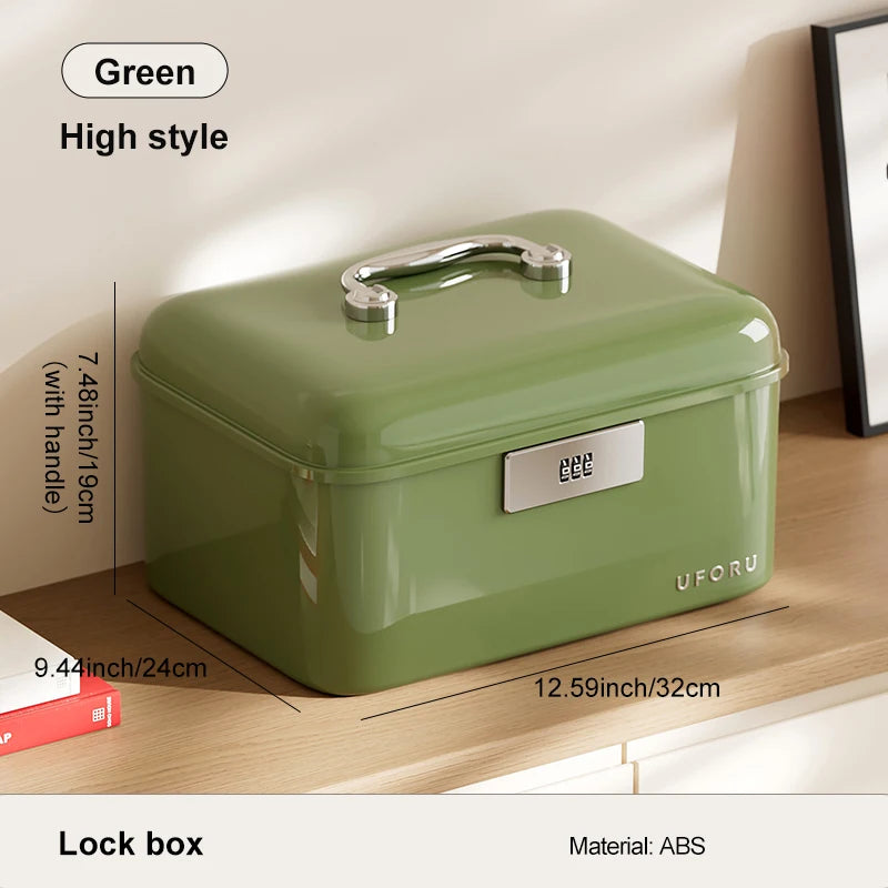 Storage boxes with combination locks, combination lock boxes, home security storage boxes, large-capacity compartmentalized Oasis Select green high style