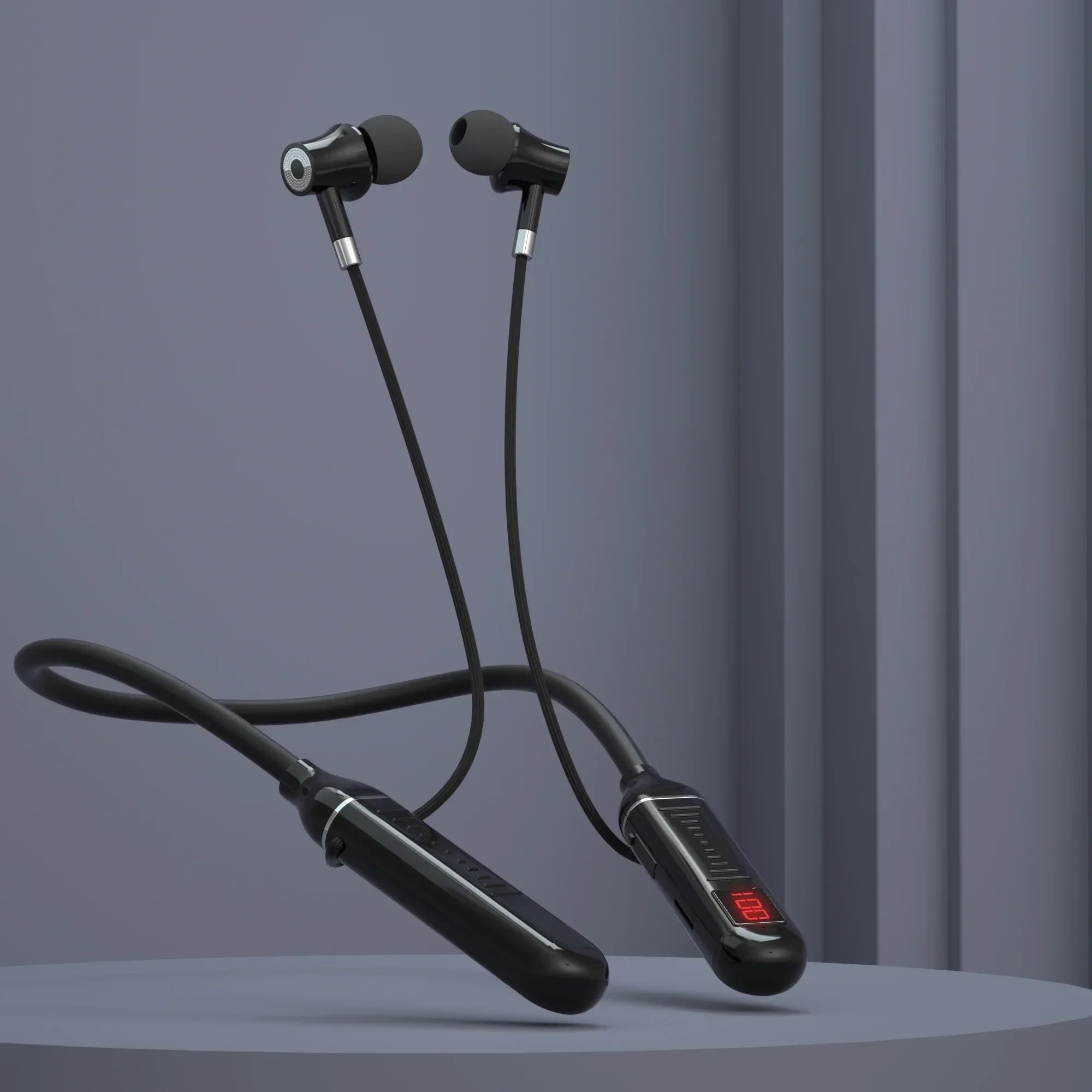Wireless Earphones 5.3 Waterproof Magnetic Earbuds Neckband Headphones Gaming LED Display Stereo Sports Headset Halter Oasis Select G07 Black