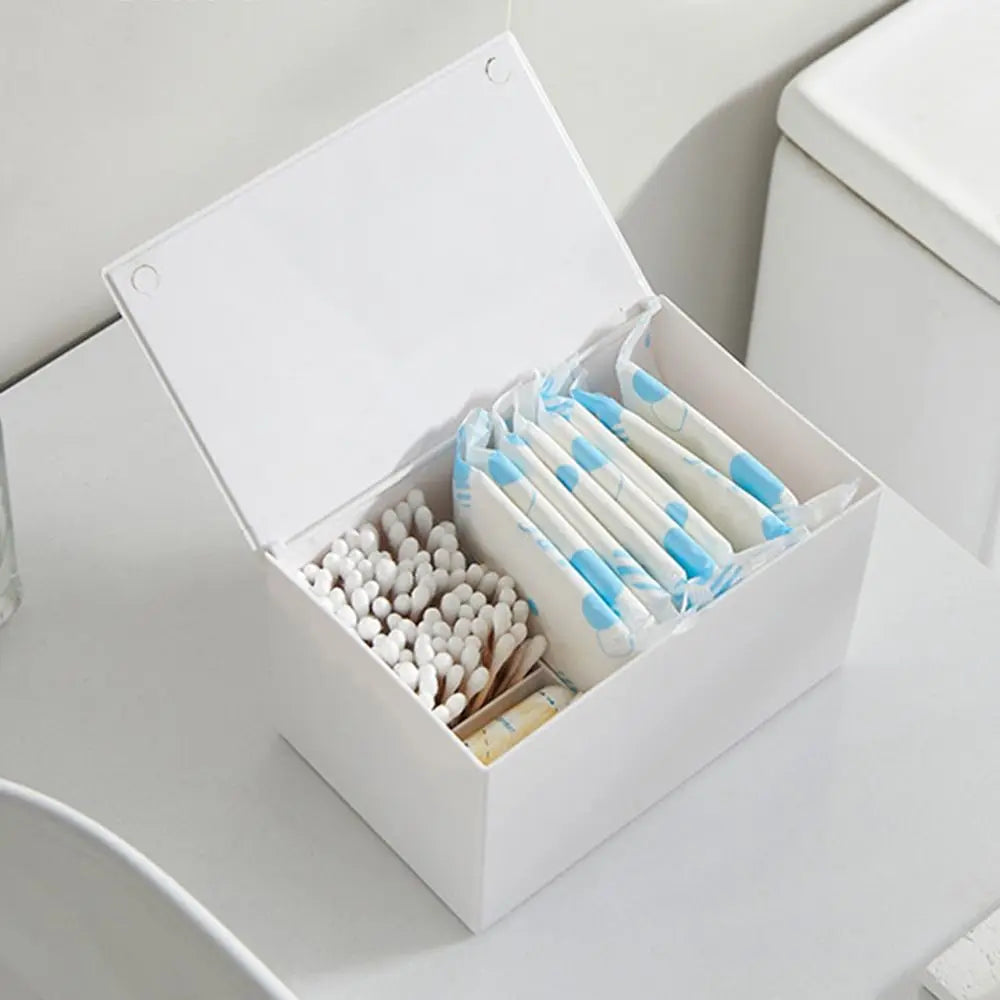 Flip-Top Cotton Swab & Toothpick Storage Box | Clear Plastic
