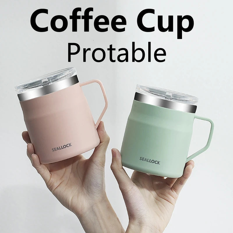 450ML Water Cup Stainless Steel Insulated Lid Drinkware Double Layer Home Office Couple Tumbler Heat-resistant Coffee Mug Oasis Select
