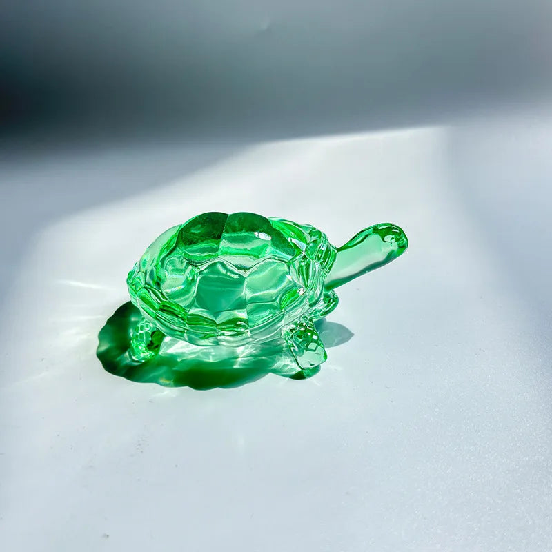 Lucky turtle ornament, crystal glass magical turtle statue light-catcher, Christmas gift mysterious power home office decoration Oasis Select green