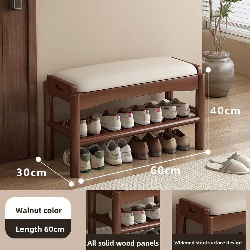 Shoe changing stool entrance Household shoe stool entrance door can sit shoe cabinet sitting stool integrated solid wood bench Oasis Select 60 long white pads 1