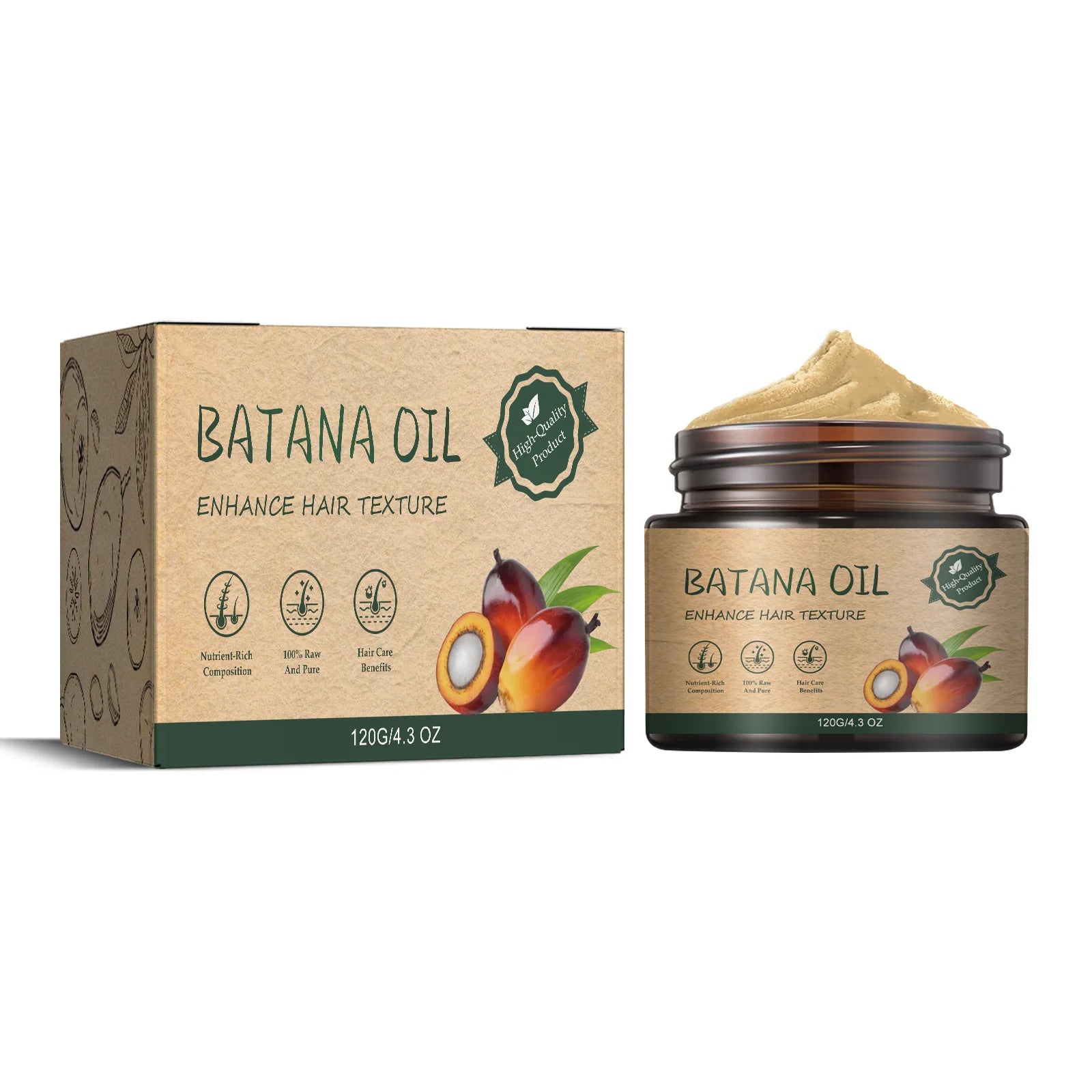 Batana Oil Hair Cream – Deep Repair, Moisturize & Frizz Control Hair Treatment Cream Oasis Select 120g Boxed