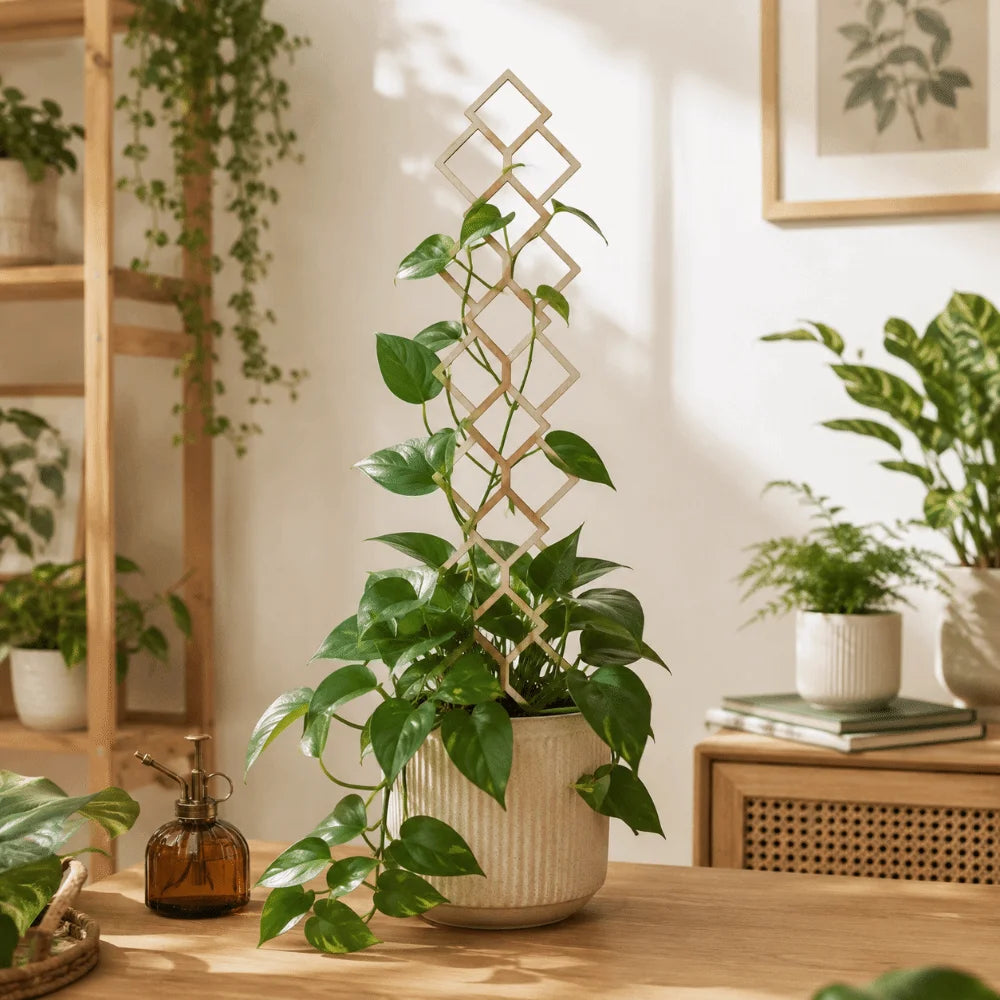 Wooden Garden Plant Trellis Hollow Out Climbing Stand Plant Support Rack Flowers Vine Geometric Plant Trellis Frame Oasis Select