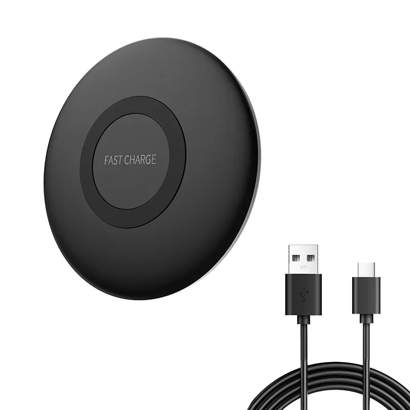 15W Fast Wireless Charger Pad For Samsung For Galaxy S25 S24 S23 S22 S21 Ultra Z Fold Flip 6 4 5 Note10 Note20 S10 Plus QI Pad Oasis Select black