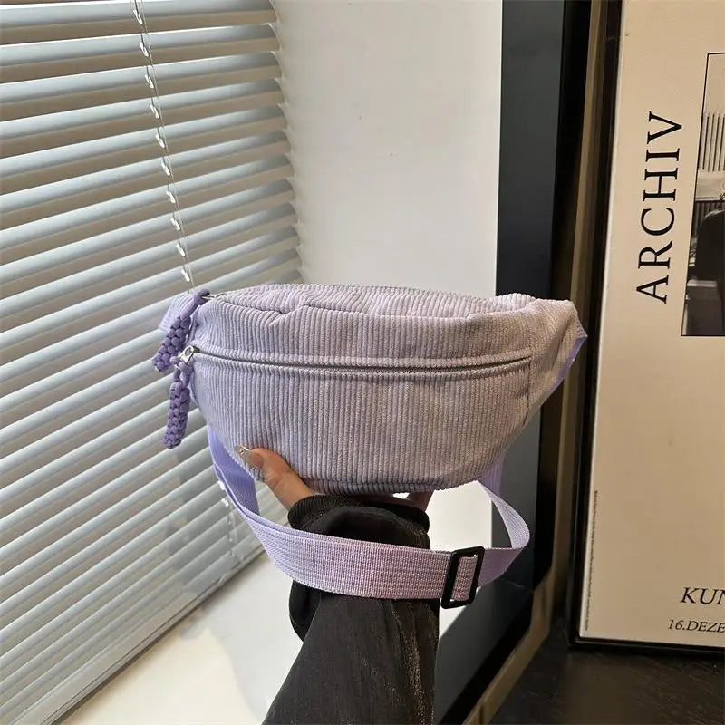 Women's Corduroy Half Moon Crossbody Chest Bag | JETTING