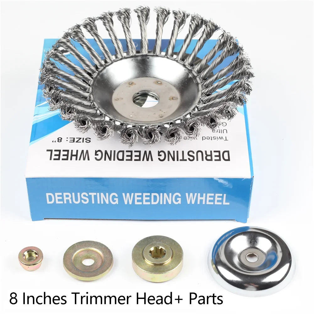 6/8 Inch Steel Wire Weed Brush Cutter Head – Universal Trimmer Wire Trimmer Head Oasis Select 8 Inch with 4 Parts