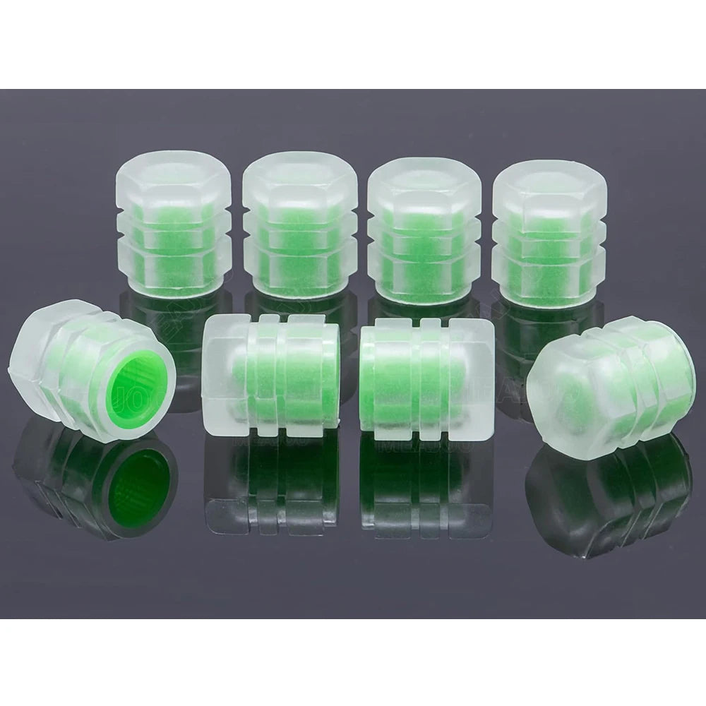 8PCS Fluorescent Tire Valve Stem Caps, Luminous Car Tire Air Cap, Corrosion Resistant Leak-Proof Wheel Valve Cover Oasis Select Green-8Pcs