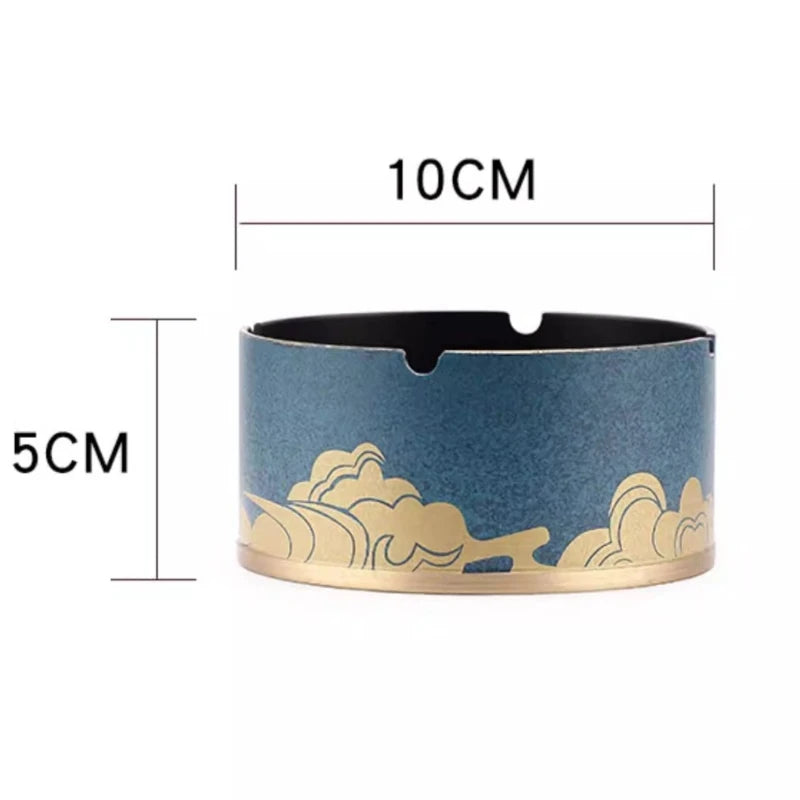 Auspicious Cloud Pattern Round Ashtray for Home Office Decorative Cigarette Holder Brass High-end Home Living Room Oasis Select