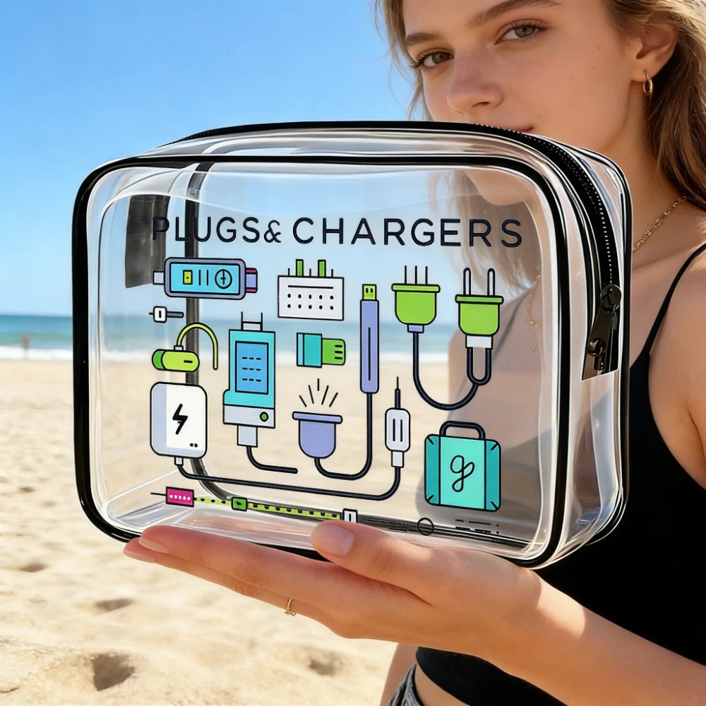 Waterproof Clear PVC Zipper Bag Summer Travel Cosmetic Organizer Toiletry Makeup Storage Bag Cosmetic Bag Oasis Select