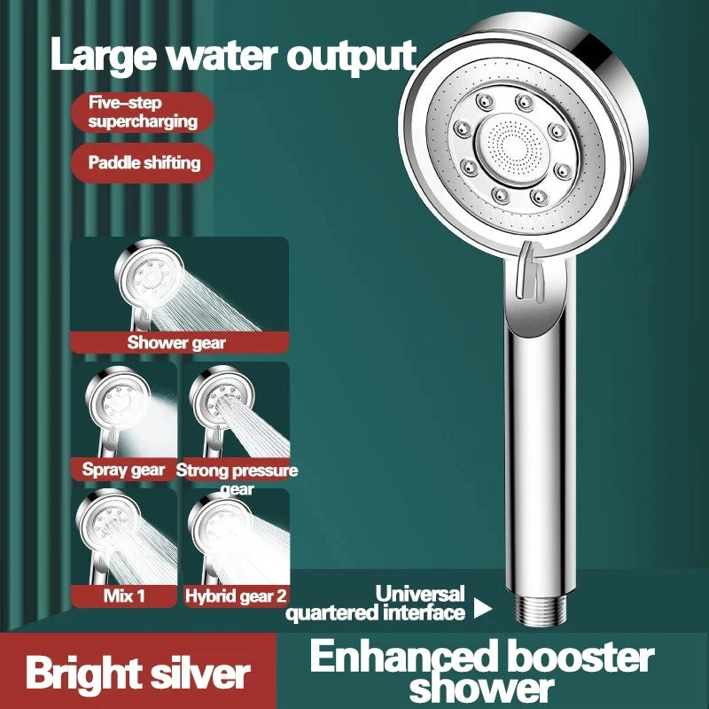 New 5 Modes Shower Head Adjustable High Pressure Water Saving Water Massage Shower Head Hook Hose Set Bathroom Accessories Oasis Select