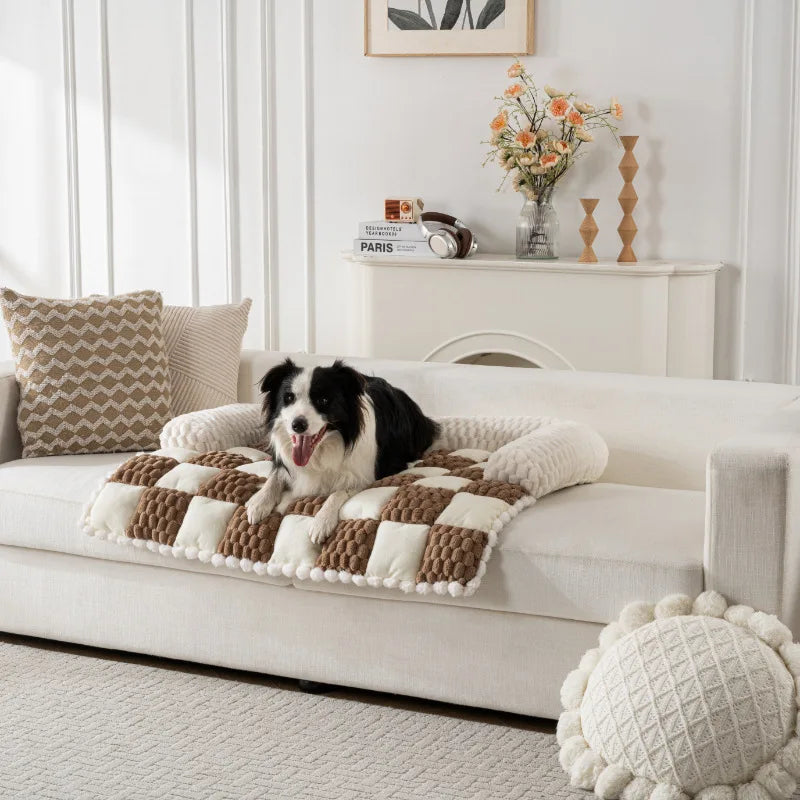 Cross-border Upgraded Chessboard Dog Sofa Bed Thickened Non-slip Pet Mat Four Seasons Universal U-shaped Dog Kennel Soft Oasis Select 2466 grey M 50x38x20cm