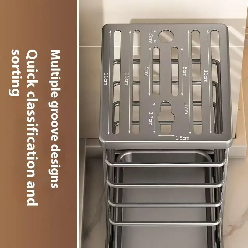 Kitchen Countertop Companion: Multi-function Dish Rack, Knife Holder and Tool Storage with Drain Tray Oasis Select