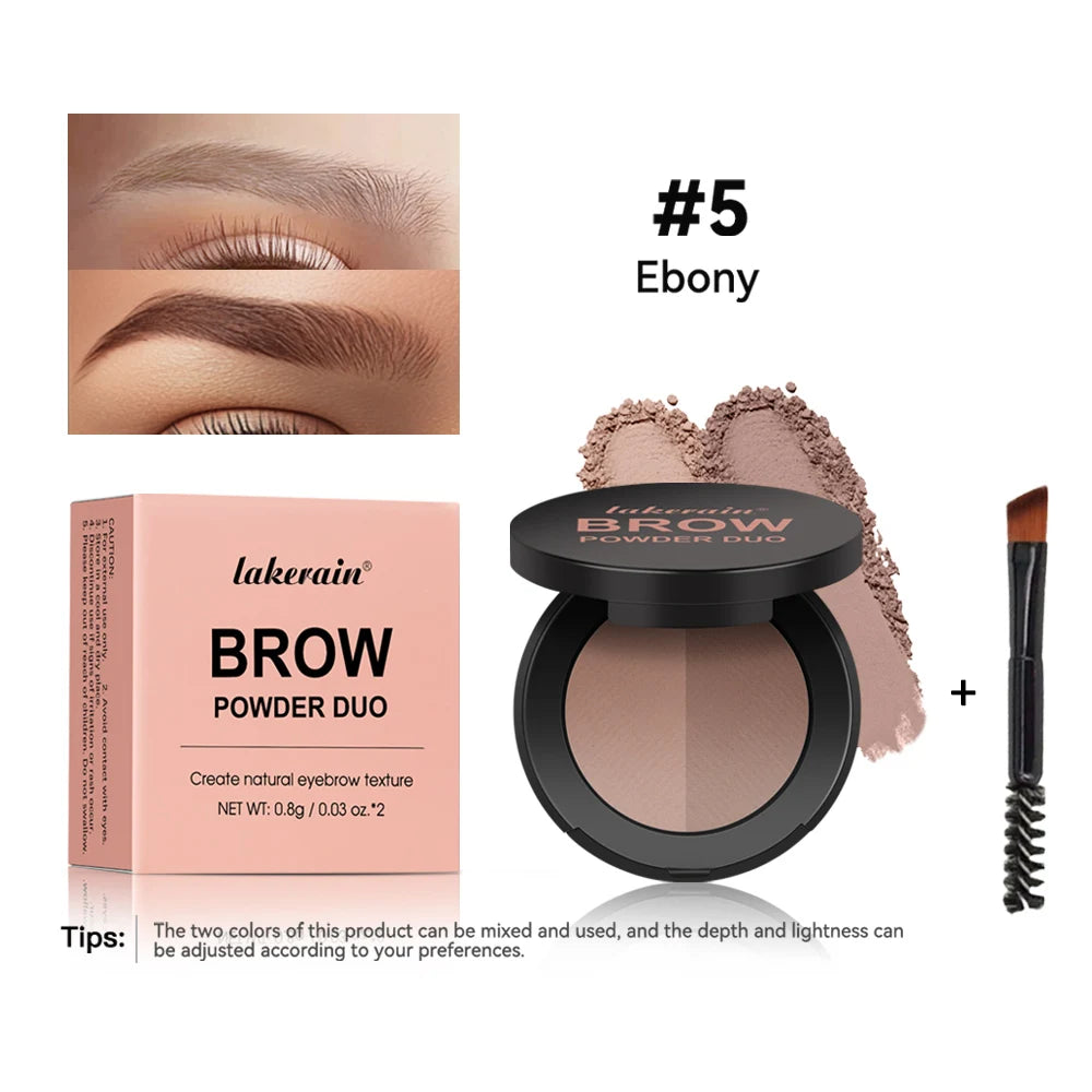 Two-color Eyebrow Powder Long Lasting Waterproof Contour Powder Makeup Nose Face Shadow Natural Smooth Eyebrow Cosmetics Oasis Select 5 With Brush
