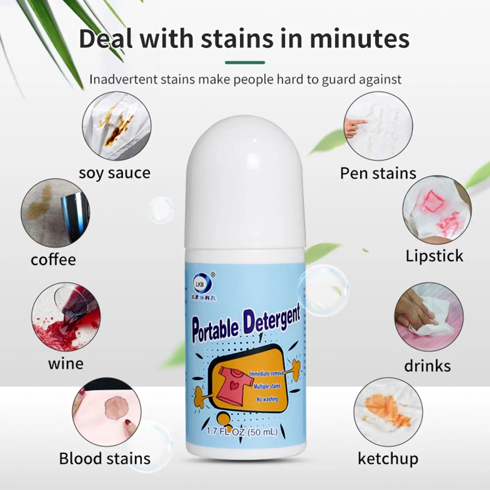 Clothes Stain Removal Rolling Ball Portable Stain Cleaning Detergent Decontamination Pen Powerful Dust Cleaner Remover Oasis Select