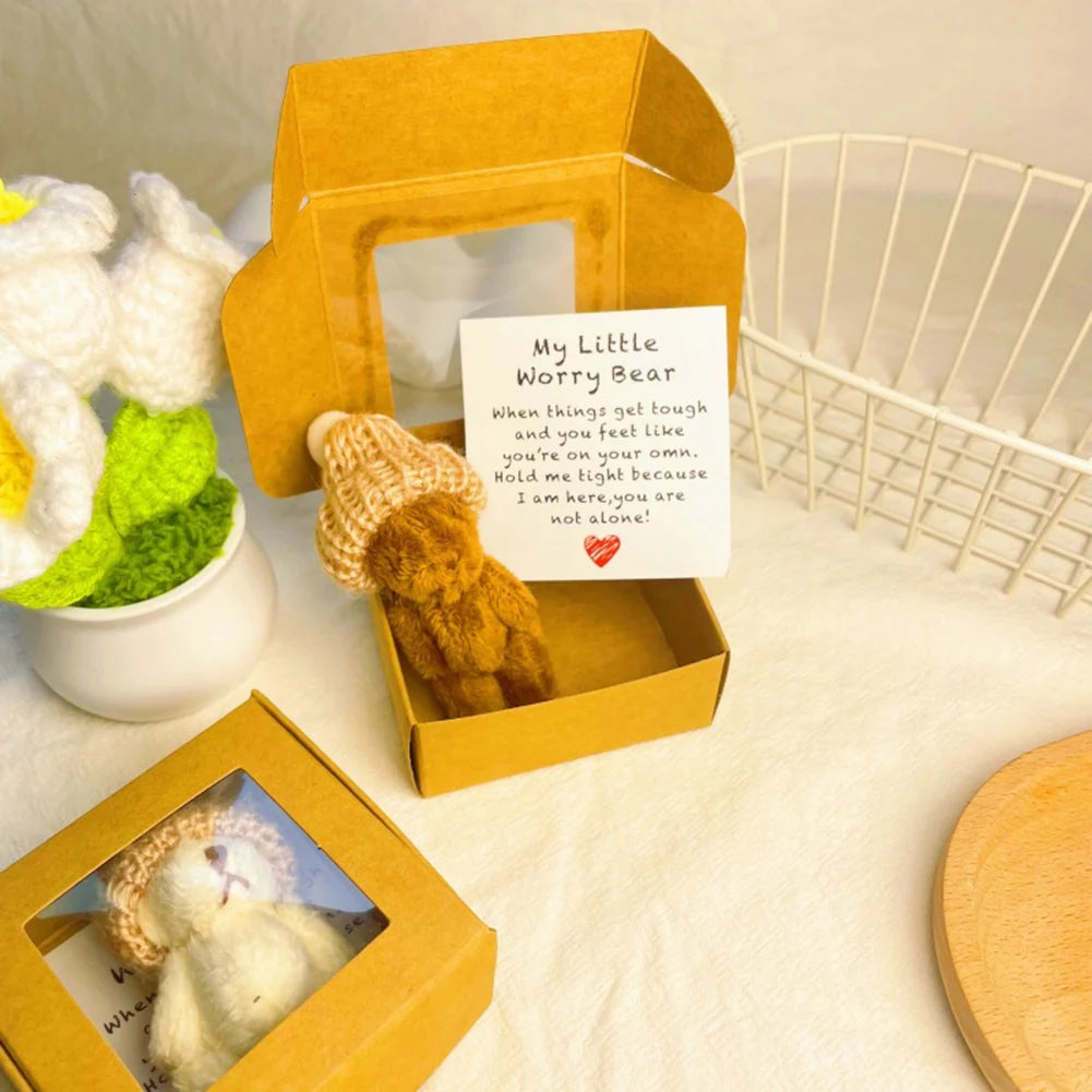 Mini Plush Bear in a Box with Inspirational Card | Cute Gift
