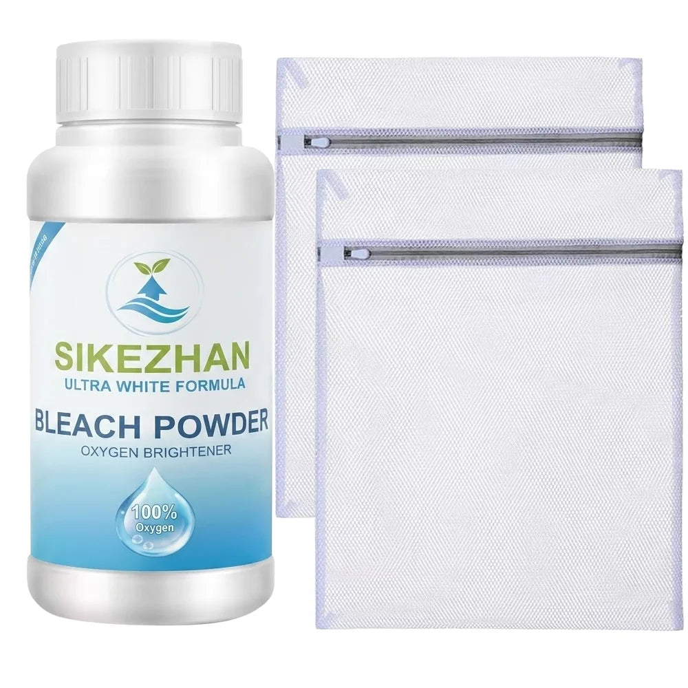 Clothing Bleaching Powder + 2-Piece Mesh Laundry Bag Set: Stain Remover & Whitener, Washing Machine Care Bags and Cleaning Tools Oasis Select XP261-ZR074-Lx2