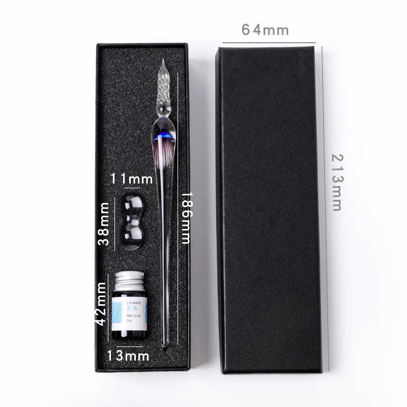 Jellyfish Dip Pen Three-Piece Glass Pen Set Sign Pen Crystal Student Glass Pen Stationery Gift Pen Oasis Select 3