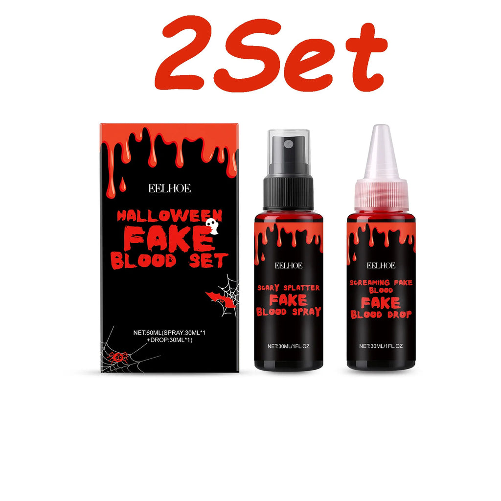 Eelhoe Halloween Fake Blood Set – Drip & Spray SFX Makeup SFX Halloween Makeup Oasis Select 2 Sets