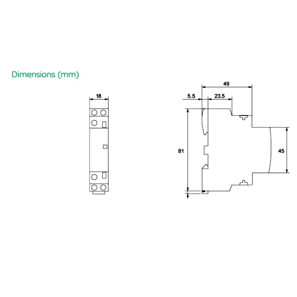 AC Contactor 220V 16A 2P Modular Energy-Saving DIN Rail Mount
