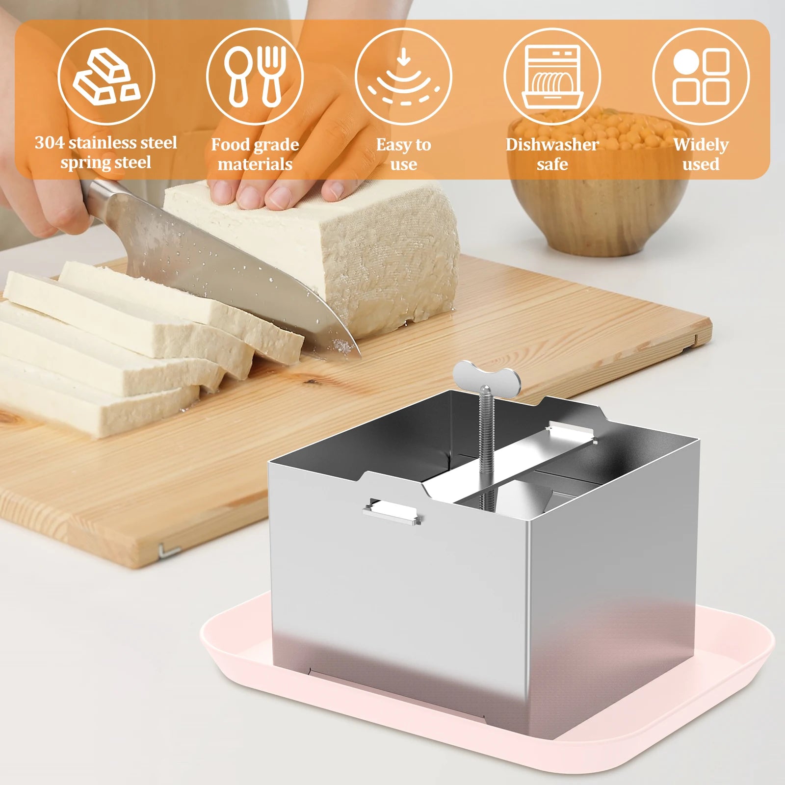 Tofu Press Mould Cheese Making Molds Food Grade Stainless Steel Tofu Maker Press Mold Kit Homemade Tofu Mold Kitchen Tool Set Oasis Select