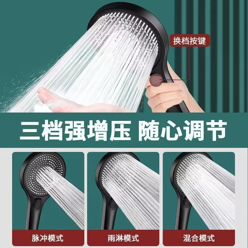 New High Pressure Big 130mm Shower Head Black 3 Modes Water Saving Spray Nozzle Massage Rainfall Shower Bathroom Accessories Oasis Select