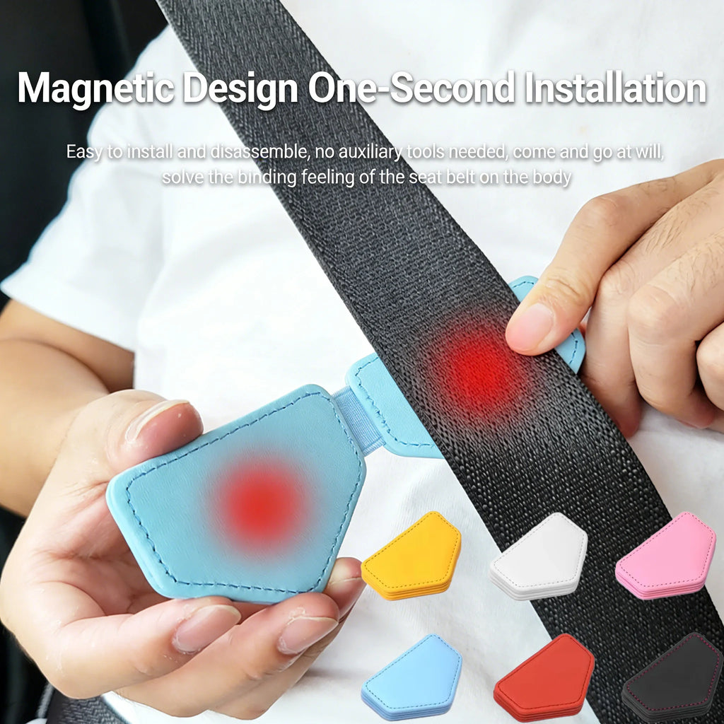 Magnetic PU Leather Seat Belt Clip Adjuster | Universal Fit