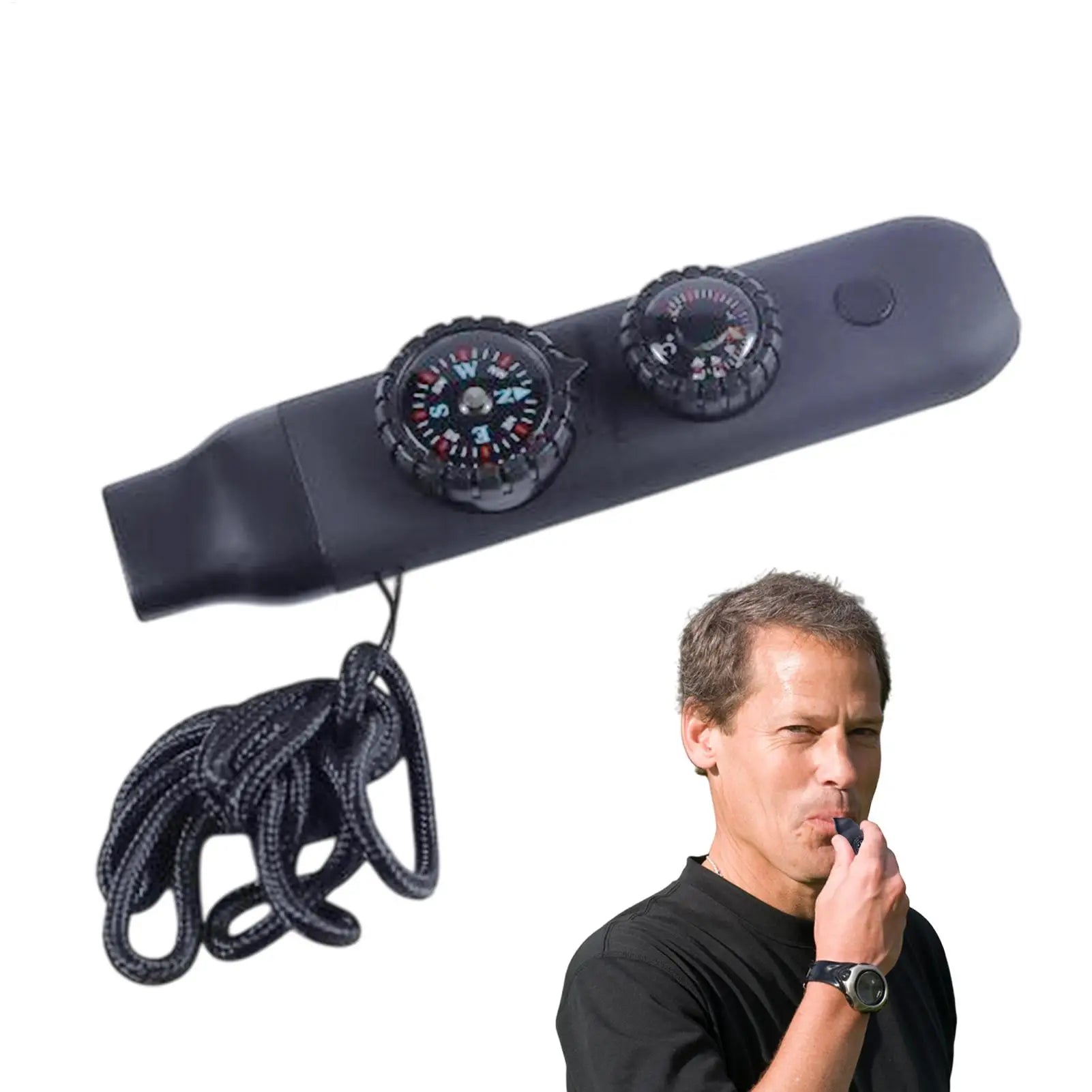 7-in-1 Survival Whistle Outdoor Portable Survival Whistle with Light Women Men Safety Gear with Compass Function and Lanyard Oasis Select